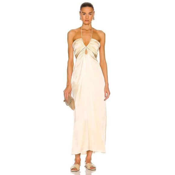 johanna ortiz solo voyaging silk ankle dress US8 ECRU - Picture 1 of 12